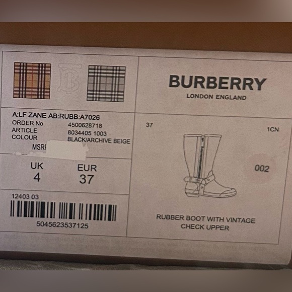 Burberry Holloway Nova Check Belted Rubber Canvas Rain Boots - Picture 10 of 11